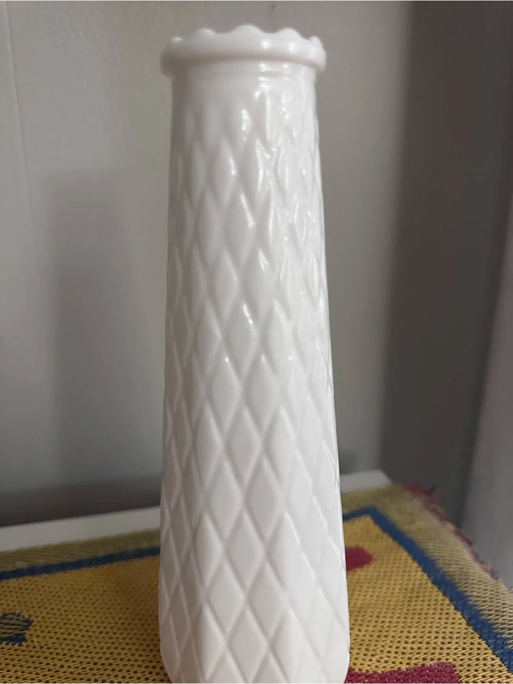 Pair Vintage Milk Glass Bud Vases - Excellent Condition